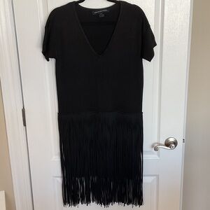French Connection Black Fringe Mini Dress